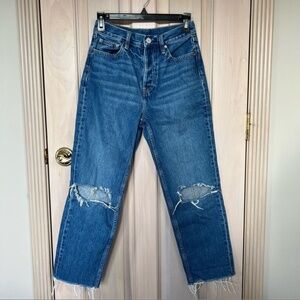 Trave distressed blown out knee high rise jeans 9500